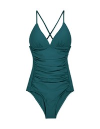 【EXTRA BODICE LENGTH】Tall Girl-Crossback Waist Trainer Sculpting Swimsuit Push Up Bra Padded