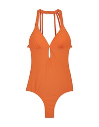 【EXTRA BODICE LENGTH】Tall Girl-Halter Hollow Waist Trainer Sculpting Swimsuit Push Up Bra Padded