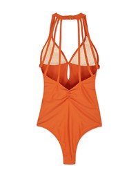 【EXTRA BODICE LENGTH】Tall Girl-Halter Hollow Waist Trainer Sculpting Swimsuit Push Up Bra Padded