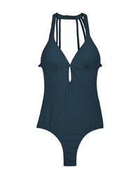 【EXTRA BODICE LENGTH】Tall Girl-Halter Hollow Waist Trainer Sculpting Swimsuit Push Up Bra Padded