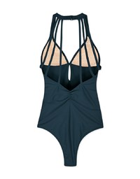 【EXTRA BODICE LENGTH】Tall Girl-Halter Hollow Waist Trainer Sculpting Swimsuit Push Up Bra Padded