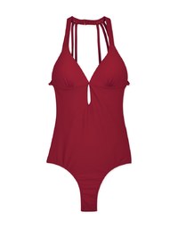 【EXTRA BODICE LENGTH】Tall Girl-Halter Hollow Waist Trainer Sculpting Swimsuit Push Up Bra Padded
