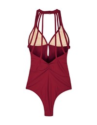 【EXTRA BODICE LENGTH】Tall Girl-Halter Hollow Waist Trainer Sculpting Swimsuit Push Up Bra Padded