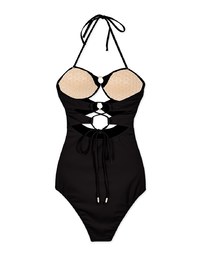 【PUSH UP 】2Way Hollow Out Bandeau One-Piece Swimsuit Push Up Bra Padded