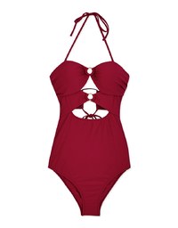 【PUSH UP 】2Way Hollow Out Bandeau One-Piece Swimsuit Push Up Bra Padded