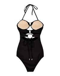 【EXTRA BODICE LENGTH 】Tall Girl-2Way Hollow Out Bandeau One-Piece Swimsuit Push Up Bra Padded