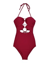 【EXTRA BODICE LENGTH 】Tall Girl-2Way Hollow Out Bandeau One-Piece Swimsuit Push Up Bra Padded