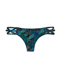 Printed Criss-Cross Strappy Thong Bikini Bottom