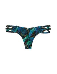 Printed Criss-Cross Strappy Thong Bikini Bottom