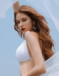 【LIGHT PUSH UP】3Way Plain Color Bikini Top Double Strap And Thin Bra Padded