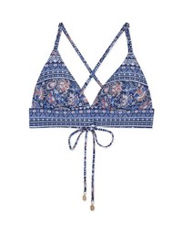 【PUSH UP】Printed Cropped Corset Bikini Top With Bra Padded