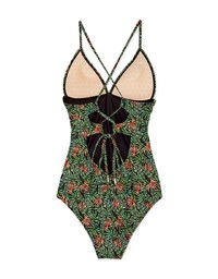 【EXTRA BODICE LENGTH】Tall Girl-Printed Crossback Waist Trainer Sculpting Swimsuit Push Up Bra Padded