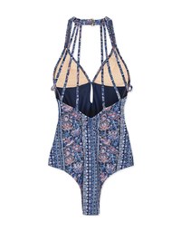 【EXTRA BODICE LENGTH】Tall Girl-Printed Halter Hollow Waist Trainer Sculpting Swimsuit Push Up Bra Padded