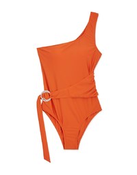 【PUSH UP 】One Shoulder Side Loop One-Piece Swimsuit Push Up Bra Padded