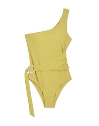 【EXTRA BODICE LENGTH 】Tall Girl-One Shoulder Side Loop One-Piece Swimsuit Push Up Bra Padded