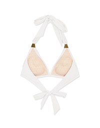 【PUSH UP】Ruched Decorative Straps Bikini Top (Thick Padded)
