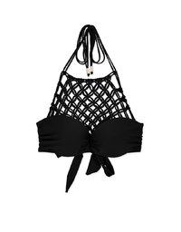 【PUSH UP】Bohemien Weave Braided Halter Bikini Top With Bra Padded