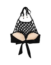 【PUSH UP】Bohemien Weave Braided Halter Bikini Top With Bra Padded