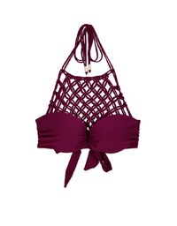 【PUSH UP】Bohemien Weave Braided Halter Bikini Top With Bra Padded