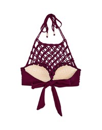 【PUSH UP】Bohemien Weave Braided Halter Bikini Top With Bra Padded