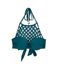 【PUSH UP】Bohemien Weave Braided Halter Bikini Top With Bra Padded