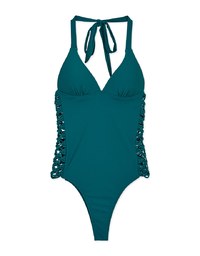 【EXTRA BODICE LENGTH 】Tall Girl-Sensual Side-Hollow Braided Swimsuit Push Up Bra Padded