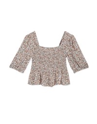 Floral Smocked Peplum Top