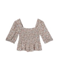 Floral Smocked Peplum Top