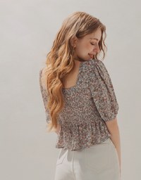 Floral Smocked Peplum Top