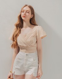 Deep V Tie-Back Gingham Top