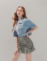 Floral Ruffle Mini Draped Skort
