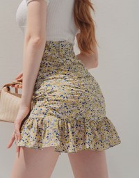 Floral Ruffle Mini Draped Skort