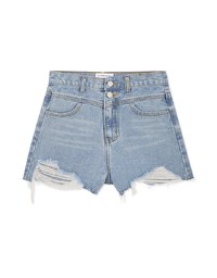High Waisted Ripped Denim Jeans Short