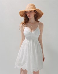 Embroidered Empire Dress (With Padding)