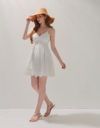 Embroidered Empire Dress (With Padding)