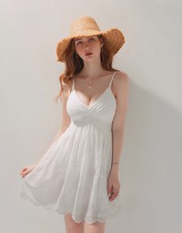 Embroidered Empire Dress (With Padding)