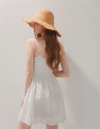 Embroidered Empire Dress (With Padding)