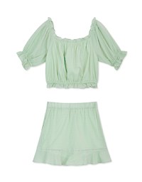 2Way Swiss Dot Top & Ruffle Skirt Set Wear