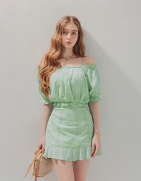 2Way Swiss Dot Top & Ruffle Skirt Set Wear