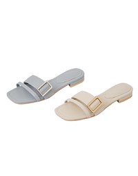 Square-Buckle Slide Sandals
