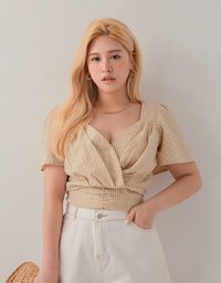 Gingham Tie-Back Crop Top