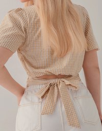 Gingham Tie-Back Crop Top