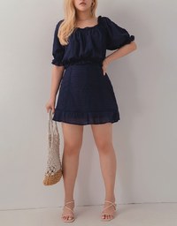 Swiss Dot Ruffled Hem Skirt