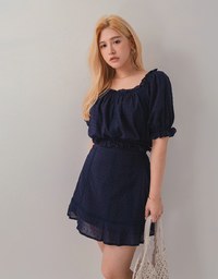 Swiss Dot Ruffled Hem Skirt
