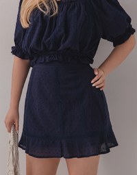 Swiss Dot Ruffled Hem Skirt