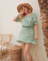 Swiss Dot Ruffled Hem Skirt