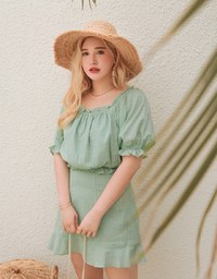 Swiss Dot Ruffled Hem Skirt