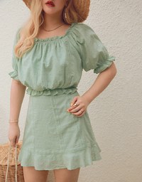Swiss Dot Ruffled Hem Skirt