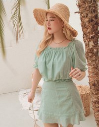 Swiss Dot Ruffled Hem Skirt