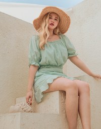 Swiss Dot Ruffled Hem Skirt